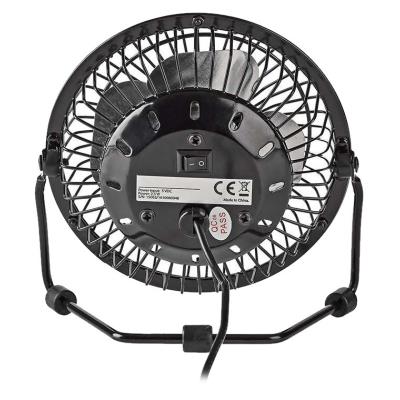 NEDIS mini ventilátor/ průměr 10 cm/ výkon 3 W/ napájení přes USB/ kabel 1 m/ kovový/ černý