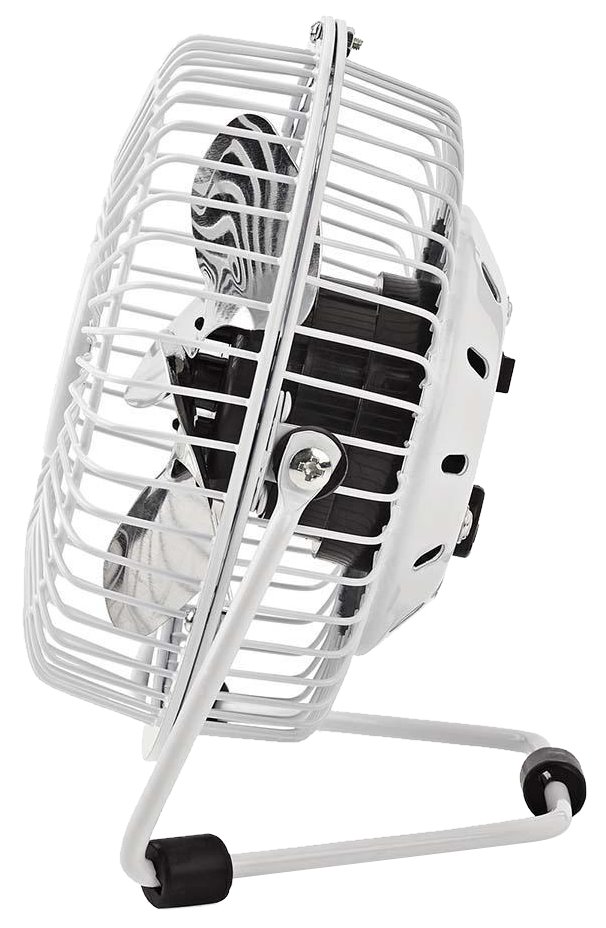 NEDIS mini ventilátor/ průměr 10 cm/ výkon 3 W/ napájení přes USB/ kabel 1 m/ kovový/ bílý