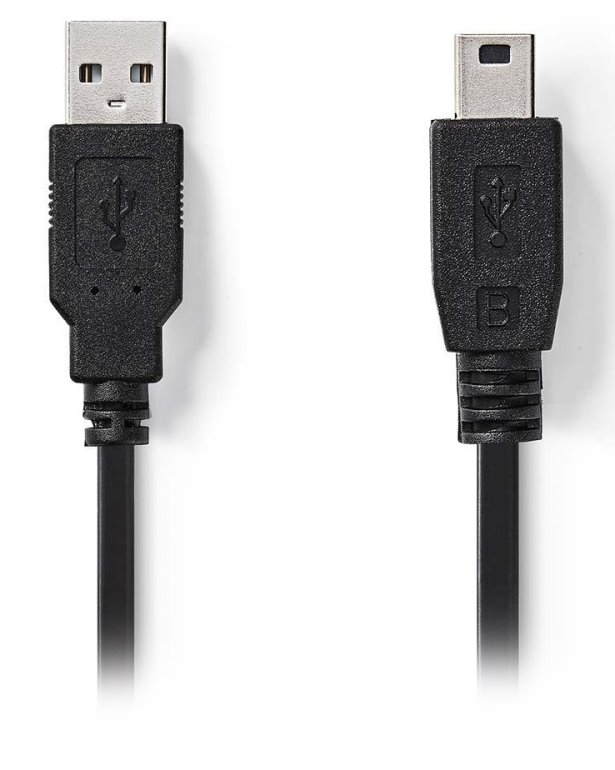 NEDIS kabel USB 2.0/ zástrčka USB-A - 5pinová zástrčka mini USB/ černý/ blistr/ 2m