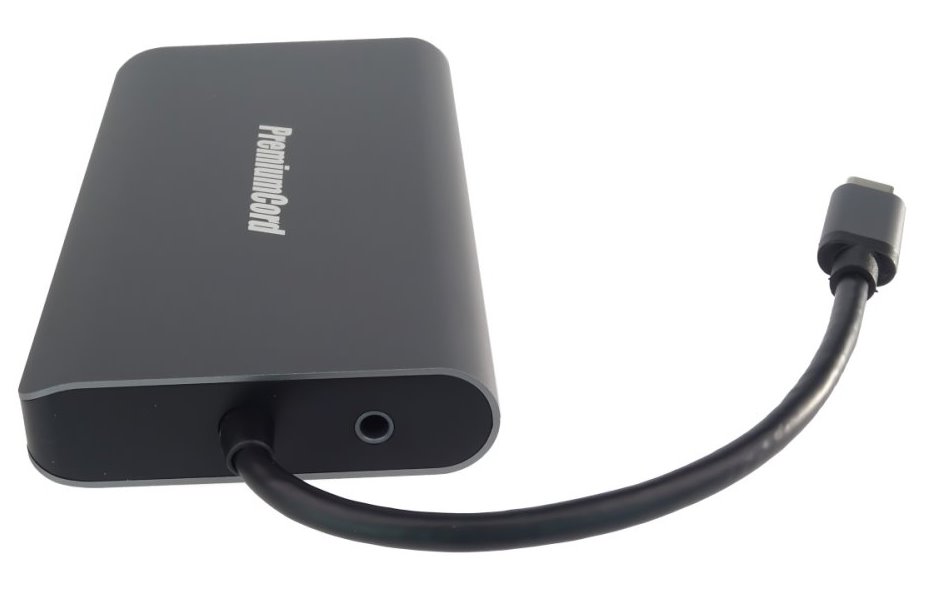 PremiumCord adaptér USB3.1 typ C na HDMI+VGA/ RJ45/ 2xUSB3.0/ SD/ 3,5mm/ PD charge
