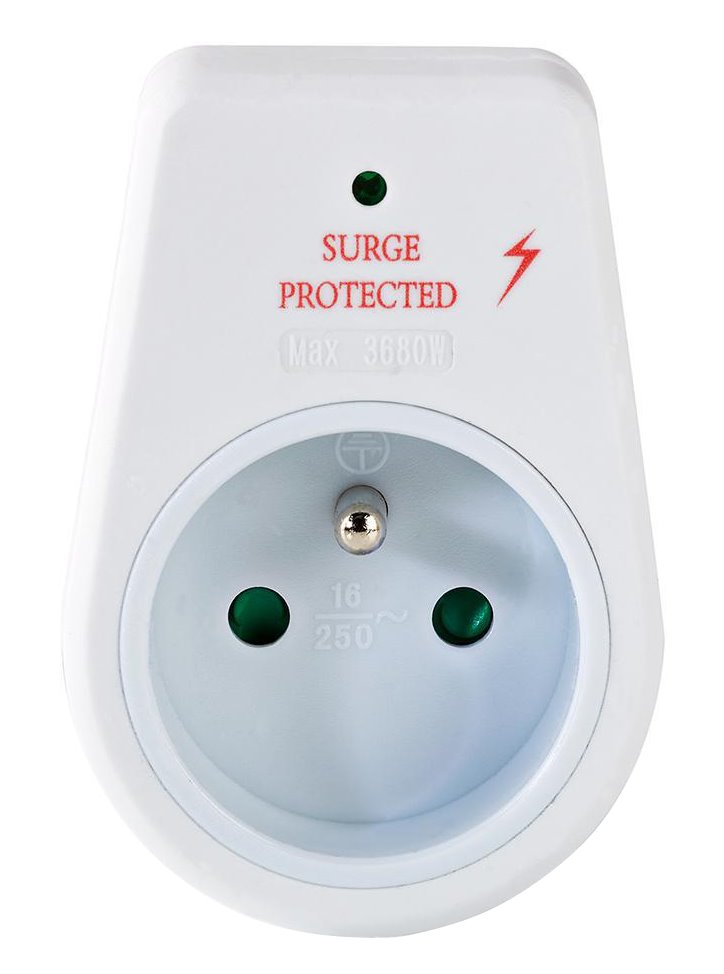 NEDIS přepěťová ochrana/ 230V/ 16A/ dětská pojistka/ 1x FR zásuvka/ bílý