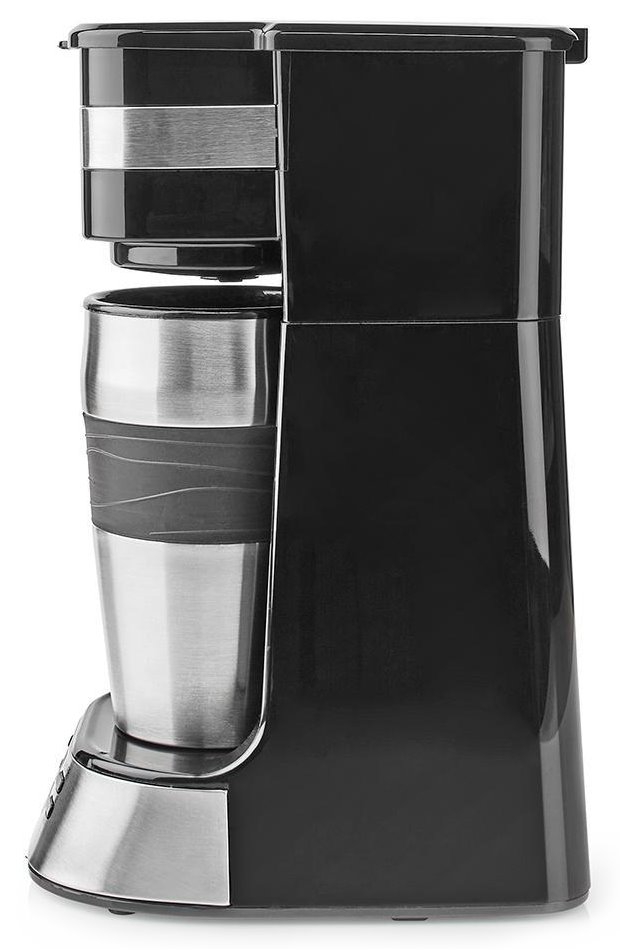 NEDIS kávovar/ na jeden šálek/ dvoustěnný cestovní hrnek/ kapacita 0,42 l/ časovač/ černý