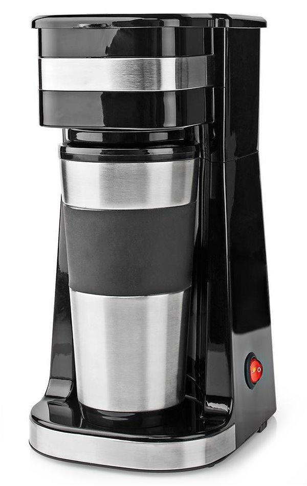 NEDIS kávovar/ na jeden šálek/ dvoustěnný cestovní hrnek/ kapacita 0,42 l/ černý