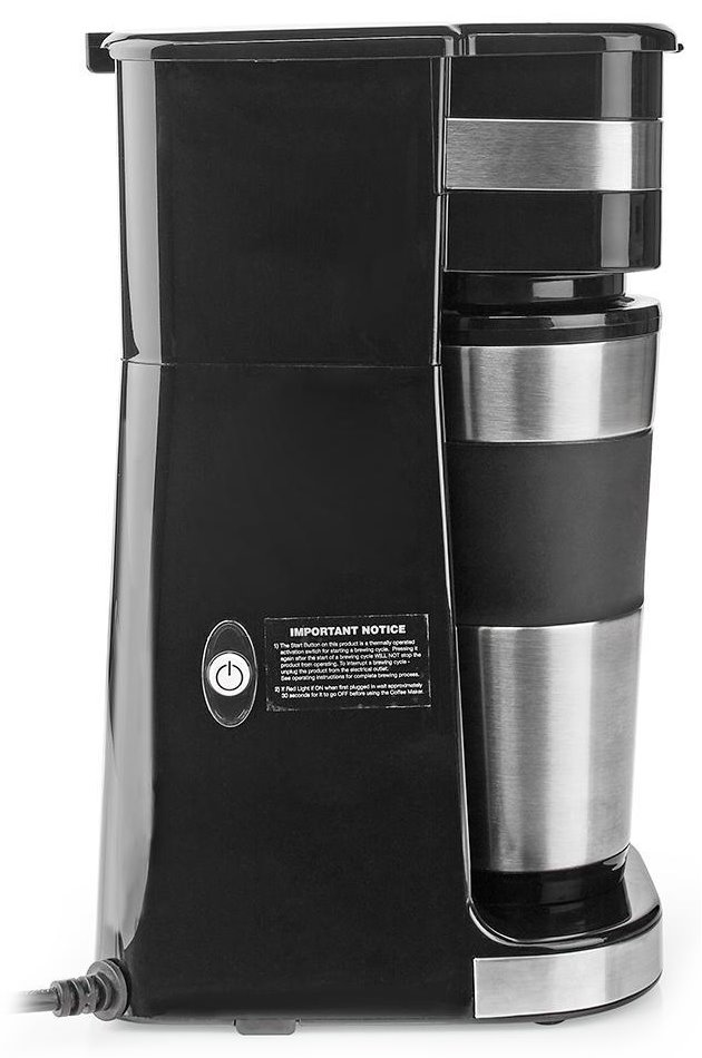 NEDIS kávovar/ na jeden šálek/ dvoustěnný cestovní hrnek/ kapacita 0,42 l/ černý