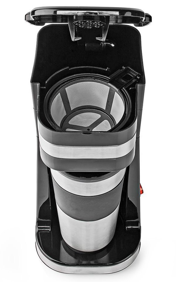 NEDIS kávovar/ na jeden šálek/ dvoustěnný cestovní hrnek/ kapacita 0,42 l/ černý