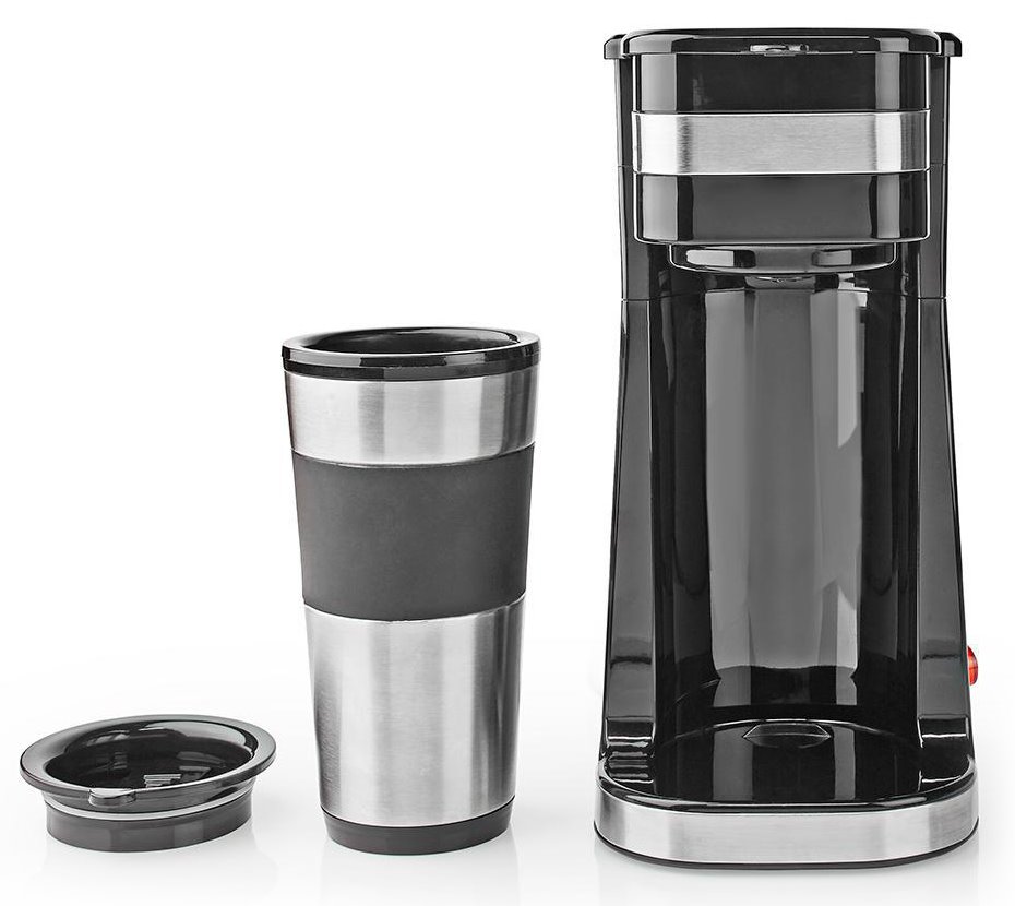 NEDIS kávovar/ na jeden šálek/ dvoustěnný cestovní hrnek/ kapacita 0,42 l/ černý