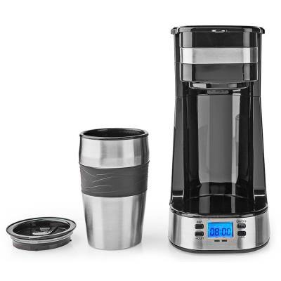 NEDIS kávovar/ na jeden šálek/ dvoustěnný cestovní hrnek/ kapacita 0,42 l/ časovač/ černý