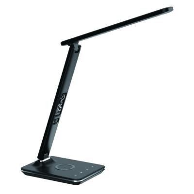 IMMAX LED stolní lampička Kingfisher/ Qi nabíjení/ 8,5W/ 400lm/ 12V/2,5A/ 3 barvy světla/ sklápěcí rameno/ černá