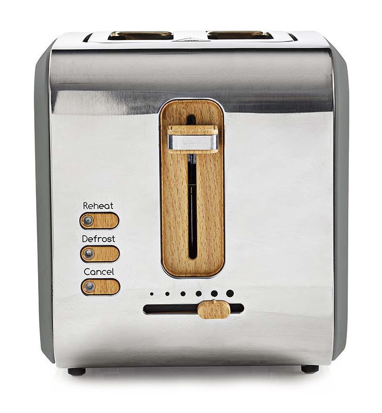 NEDIS topinkovač/ 2 široké otvory/ Soft-Touch/ 900 W/ šedý