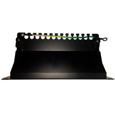 XtendLan Patch panel 10", 12 portů, 1U, Cat6, stíněný, LSA, vodorovné umístění konektorů, zemnič, černý