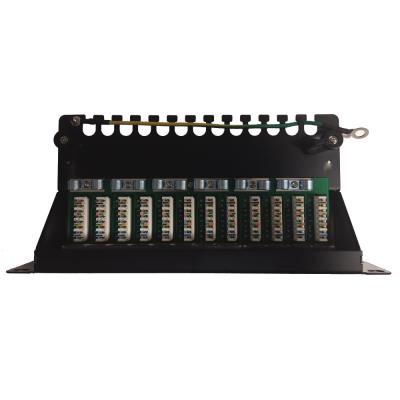 XtendLan Patch panel 10", 12 portů, 1U, Cat6, stíněný, LSA, vodorovné umístění konektorů, zemnič, černý