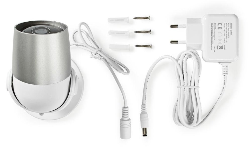 NEDIS IP Kamera/ venkovní/ IP65/ Wi-Fi/ 1080p/ PIR senzor/ MicroSD/ Cloud/ Android/ iOS/ adaptér/ bílá