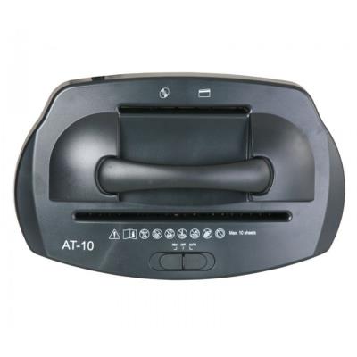 AT skartovač AT-10C/ řez 5x18 mm/ pracovní šíře 223 mm/ kapacita 10 listů/ objem koše 21 l/ stupeň utajení P4/ černý