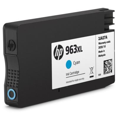 Inkoustová náplň HP 963XL azurová (cyan, 1600p) pro HP OfficeJet Pro 9010, 9013, HP OfficeJet Pro 9020