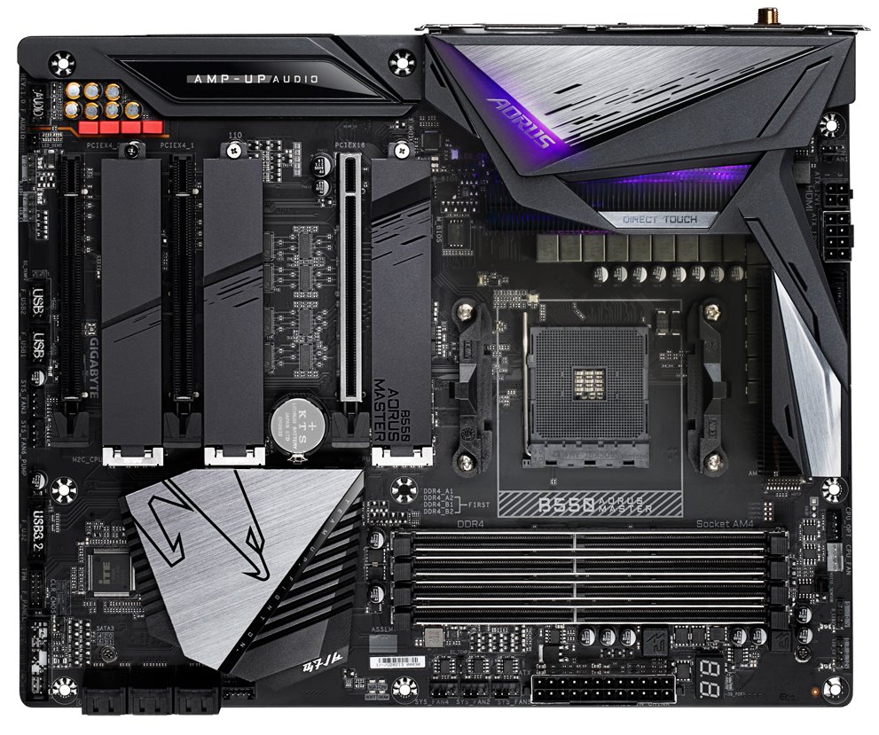 GIGABYTE B550 AORUS MASTER / AMD B550 / AM4 / 4x DDR4 / 3x M.2 / HDMI / USB-C /  WiFi / ATX