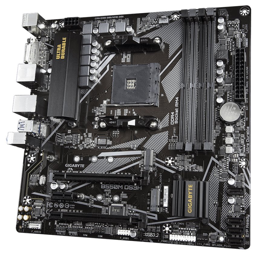GIGABYTE B550M DS3H / AMD B550 / AM4 / 4x DDR4 / 2x M.2 / DVI-D / HDMI / mATX