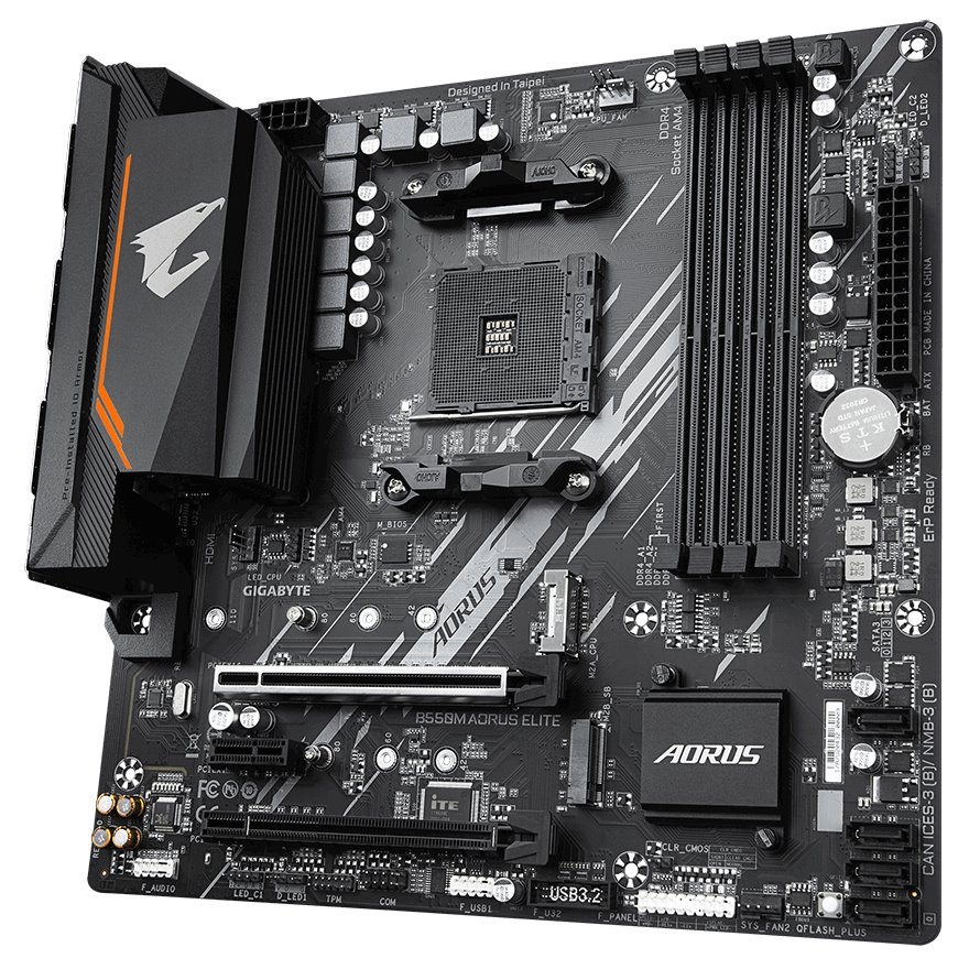 GIGABYTE B550M AORUS ELITE / AMD B550 / AM4 / 4x DDR4 / 2x M.2 / DVI-D / HDMI / mATX