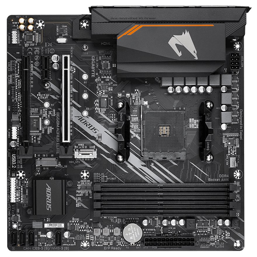 GIGABYTE B550M AORUS ELITE / AMD B550 / AM4 / 4x DDR4 / 2x M.2 / DVI-D / HDMI / mATX