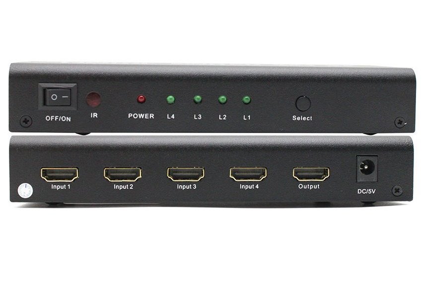 PremiumCord HDMI switch 4:1 / dálkové ovladání / s napájecím adaptérem