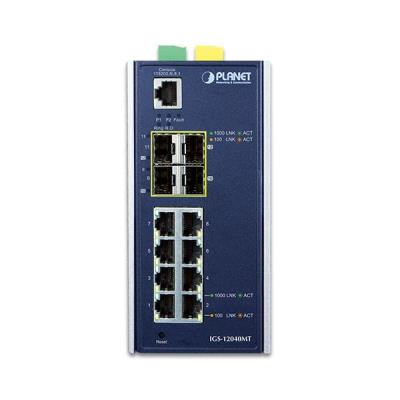 Planet IGS-12040MT L3 switch, 8x1Gb, 2x1Gb SFP, 2x2.5Gb SFP, dual 12-72VDC, -40~75°C, IP30