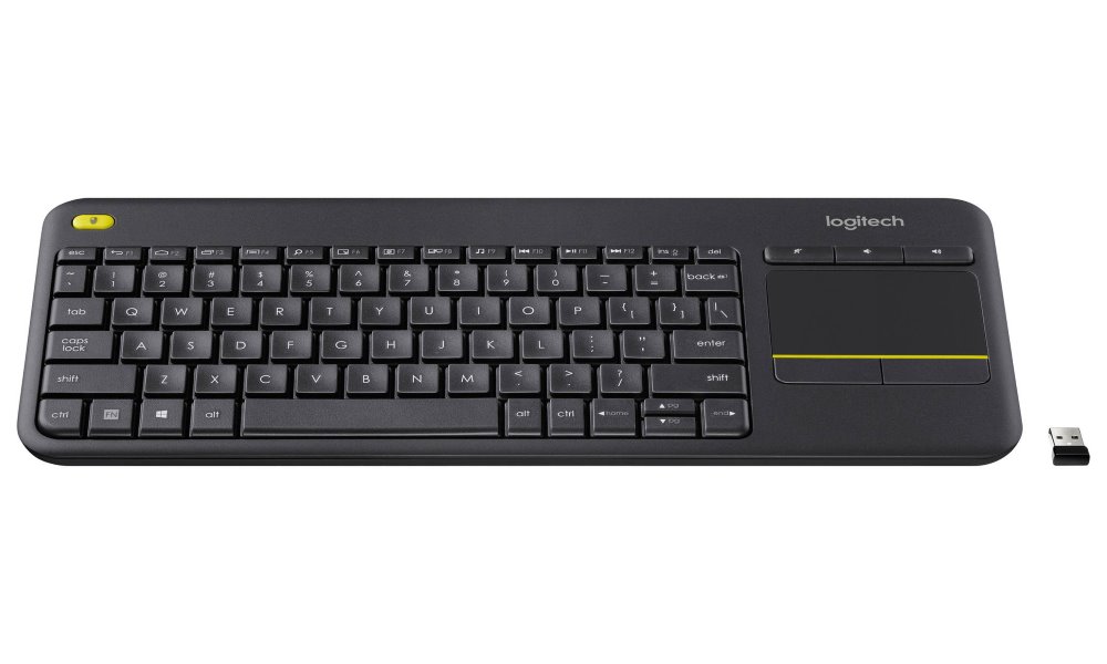 Logitech klávesnice Touch K400 Plus / Bezdrátová/ 2.4GHz/ Touchpad/ USB přijímač/ UK/ Černá