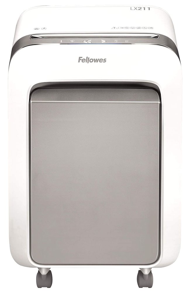 FELLOWES skartovač LX 211/ křížový řez 2x12mm/ objem koše 23 l/ stupeň utajení P-5 (tajné)/ bílý