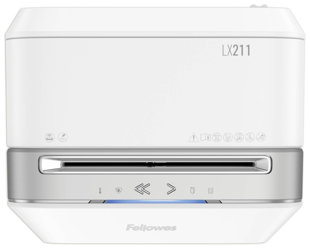 FELLOWES skartovač LX 211/ křížový řez 2x12mm/ objem koše 23 l/ stupeň utajení P-5 (tajné)/ bílý