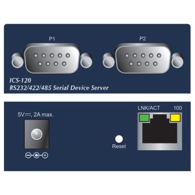 Planet konvertor RS-232/422/485 na IP, 2x COM, 100Mb, -10~+60°C, SNMP+Telnet