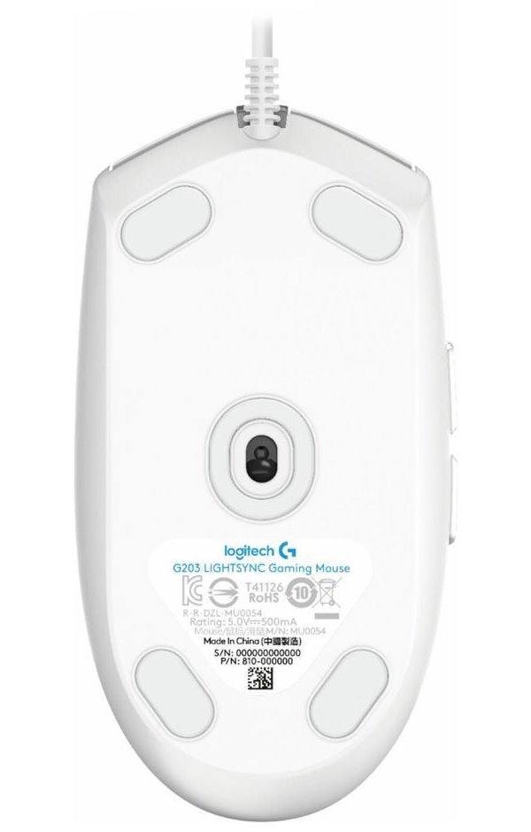 Logitech herní myš G203 LIGHTSYNC/ optická/ 6 tlačítek/ 8000dpi/ USB/ bílá