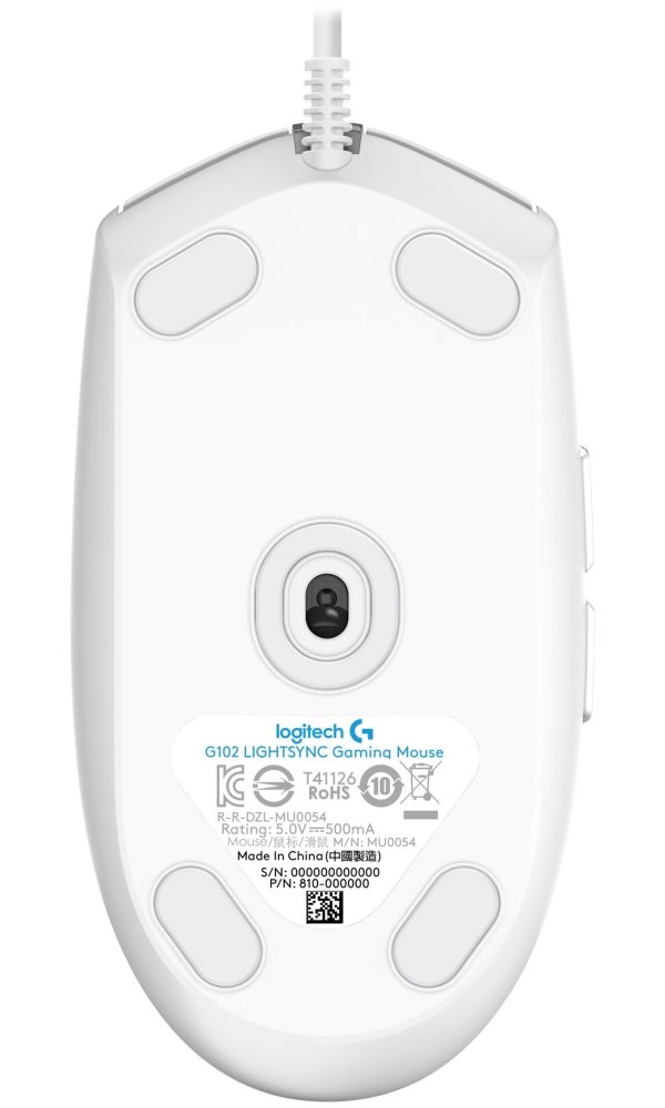 Logitech herní myš G102 LIGHTSYNC/ optická/ 6 tlačítek/ 8000dpi/ USB/ bílá