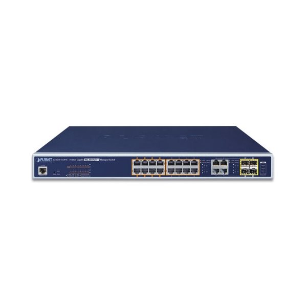 Planet GS-4210-16UP4C L2 switch, 20x1Gb, 4x1Gb SFP, 16x PoE 802.3bt 400W