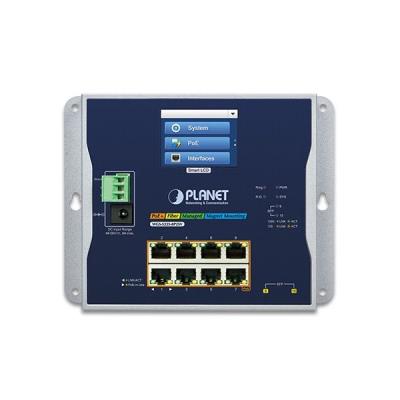 Planet WGS-5225-8P2SV plochý L3 switch, 8x1Gb, 2x2.5Gb SFP, PoE 30/240W, 48-56VDC, -20~70°C, IP30, fanless, touch LCD