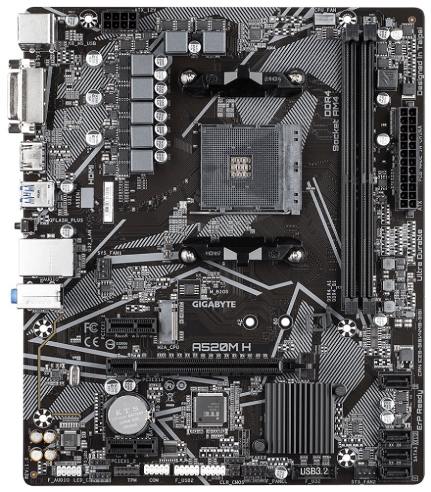 GIGABYTE A520M H / AMD A520 / AM4 / 2x DDR4 / DVI-D / HDMI / M.2 / mATX