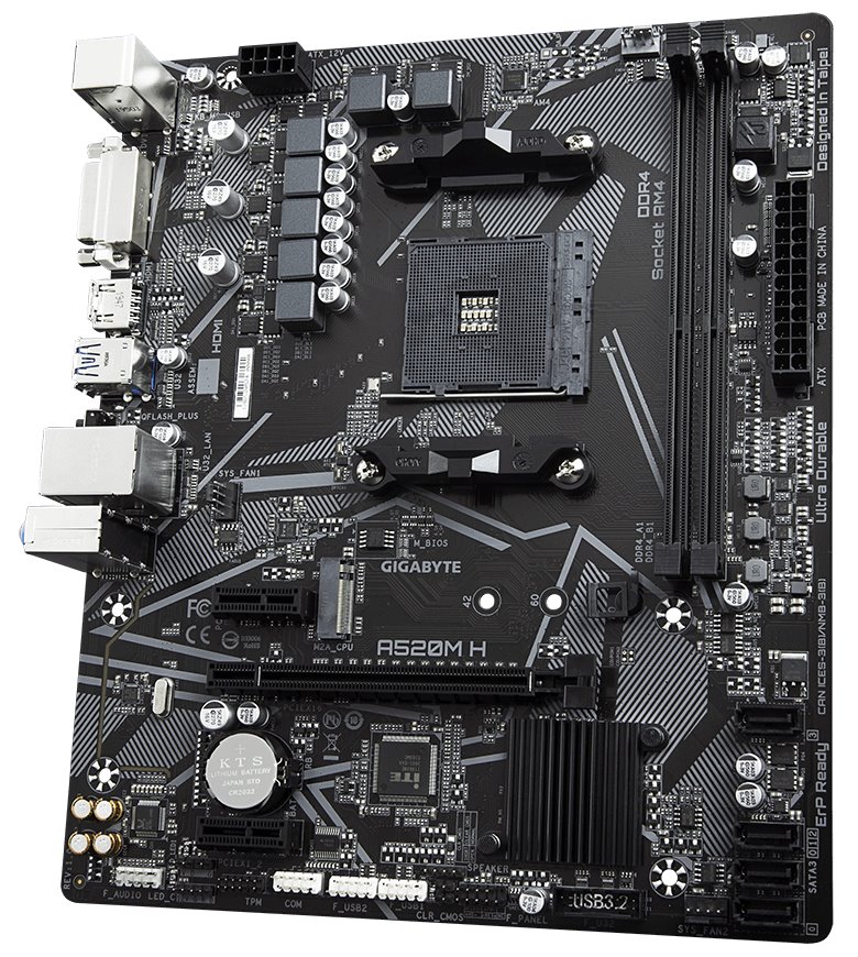 GIGABYTE A520M H / AMD A520 / AM4 / 2x DDR4 / DVI-D / HDMI / M.2 / mATX