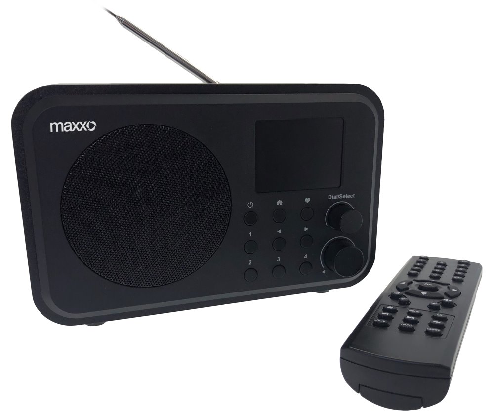 Maxxo internet. rádio DT02 /DAB+ /FM /Wifi /BT rep. /dál, ovl /line out /české menu /2000mAH bat. /UPnP, DLNA /budik