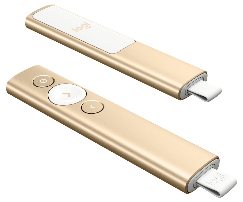 Logitech prezentér SPOTLIGHT/ bezdrátový/ Bluetooth/ zlatá