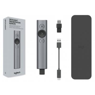 Logitech prezentér SPOTLIGHT/ bezdrátový/ Bluetooth/ šedý