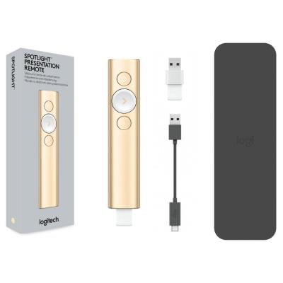 Logitech prezentér SPOTLIGHT/ bezdrátový/ Bluetooth/ zlatá