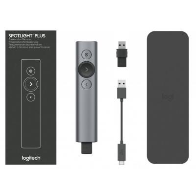Logitech prezentér SPOTLIGHT PLUS/ bezdrátový/ Bluetooth/ šedý