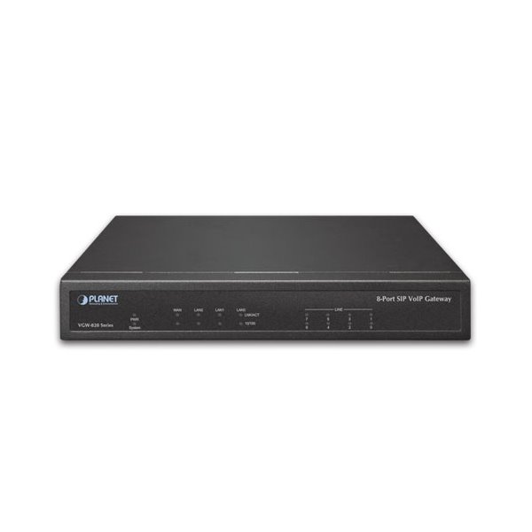 Planet VGW-820FS VoIP gateway, 8x FXS, SIP, CallerID, Fax, Hotline, firewall, SNMP, SSH/TLS, QoS