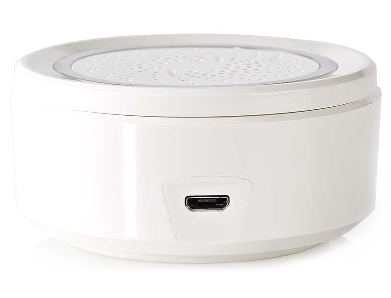 NEDIS Wi-Fi chytrá siréna/ alarm nebo vyzvánění/ hlasitost 85 dB/ micro USB/ bílá