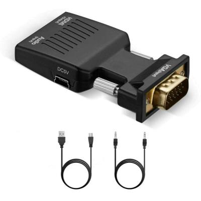 XtendLan Adaptér VGA (M) na HDMI (F), do 1080p,  audio propojením (konektor 3.5mm, F)