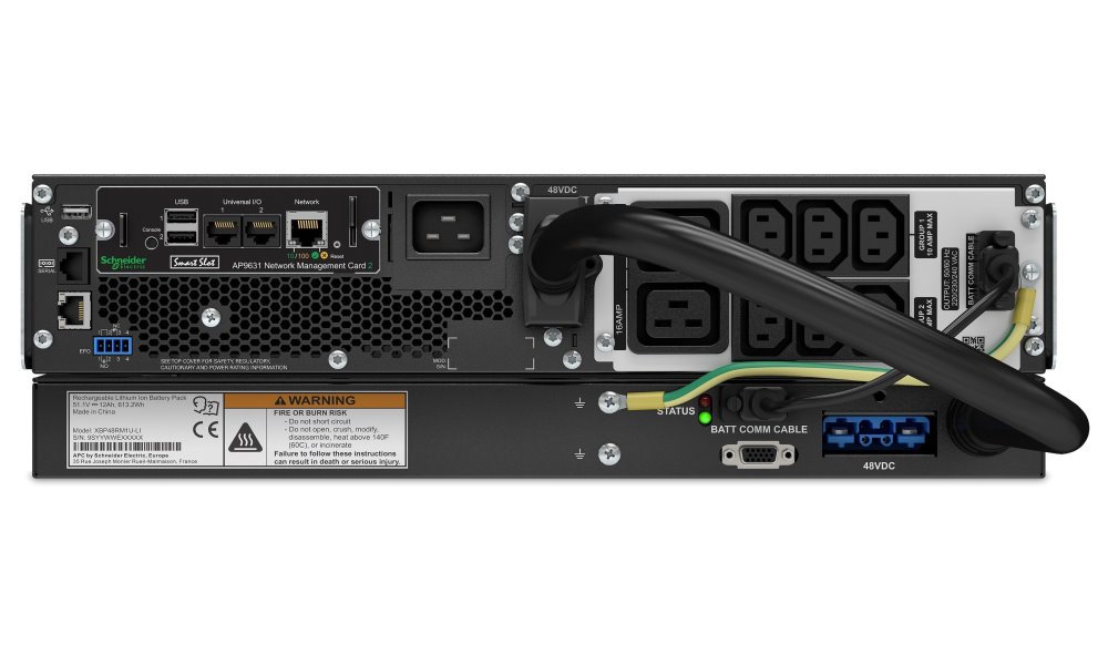 APC Smart-UPS SRT Li-Ion 3000VA (2700W)/ 3U/ RACK MOUNT/ ONLINE/ 230V/ LCD/ with Network Card (AP9631)