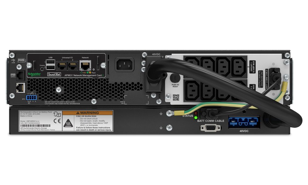 APC Smart-UPS SRT Li-Ion 1500VA (1350W)/ 3U/ RACK MOUNT/ ONLINE/ 230V/ LCD/ with Network Card (AP9631)