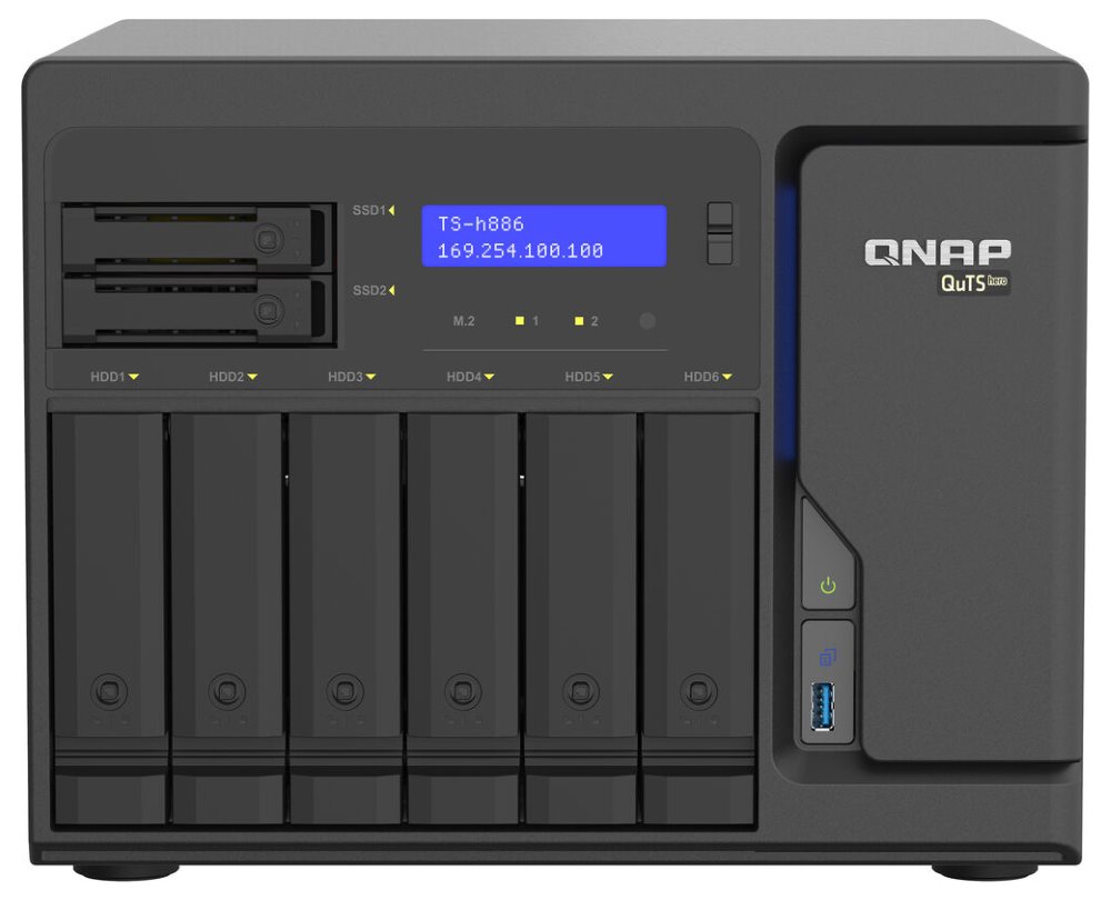 QNAP TS-h886-D1622-16G   Xeon D-1622/2,6-3,2GHz/16GBRAM/6x3,5SATA/2x2,5SATA/2xM.2/4x2,5GbE/3xUSB3.2/2xPCIe