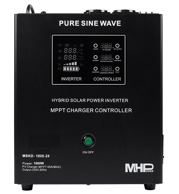 MHPower záložní zdroj MHPower MSKD-1800-24, UPS, 1800W, čistý sinus, 24V, solární regulátor MPPT