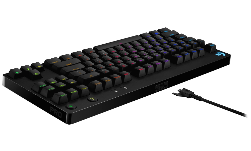 Logitech herní klávesnice G PRO RGB/ mechanická/ GX Blue/ USB/ US layout/ černá
