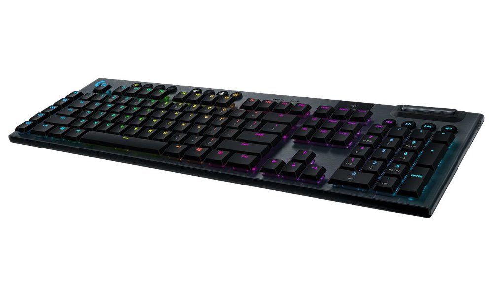 Logitech herní klávesnice G915 LIGHTSYNC RGB/ mechanická/ bezdrátová/ GL taktilní/ USB/ US layout/ Carbon