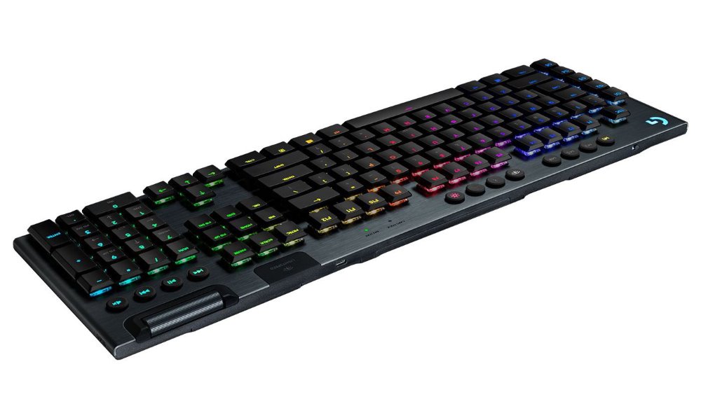 Logitech herní klávesnice G915 LIGHTSYNC RGB/ mechanická/ bezdrátová/ GL taktilní/ USB/ US layout/ Carbon