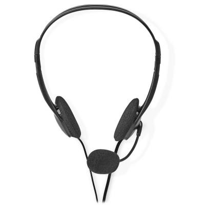 NEDIS headset CHST100BK/ drátová sluchátka + mikrofon/ 2x 3,5 mm jack/ kabel 2 m/ černý